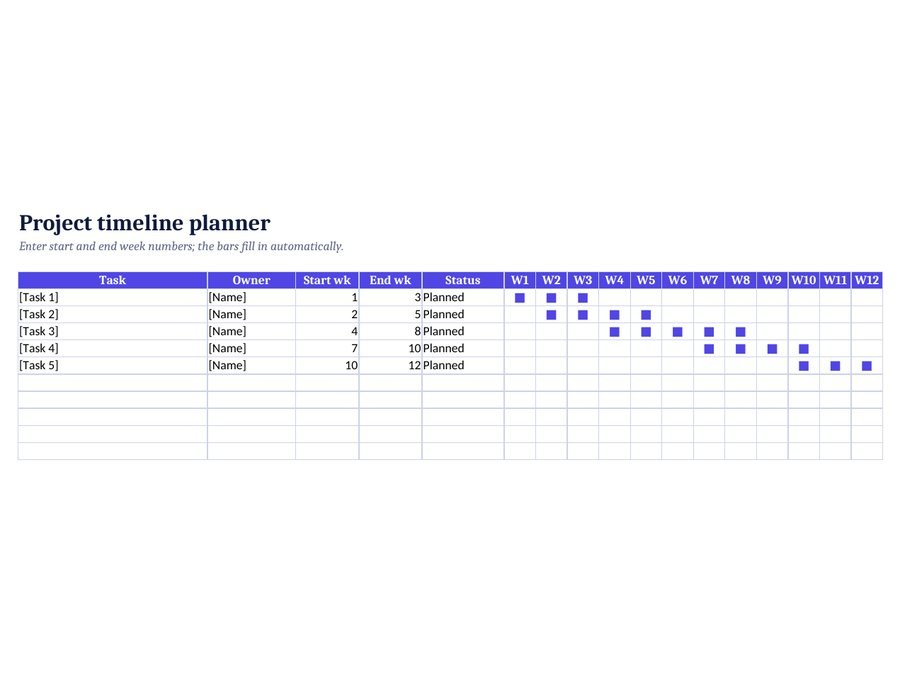 Project Timeline Planner template preview